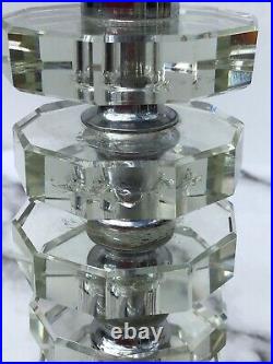 GENUINE ART DECO FACETED CLEAR GLASS TABLE LAMP, EARLY 20thC, FULLY REWIRED