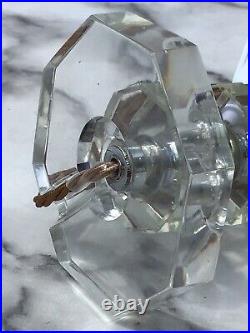 GENUINE ART DECO FACETED CLEAR GLASS TABLE LAMP, EARLY 20thC, FULLY REWIRED