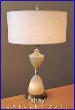 GORGEOUS! SLAG GLASS MCM TABLE LAMP! LIGHT UP BASE VTG 50'S 60's ATOMIC RETRO
