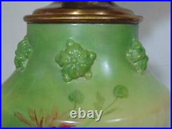 GWTW Green Glass Table Lamp Flowers Mums Flower Gone With The Wind Banquet