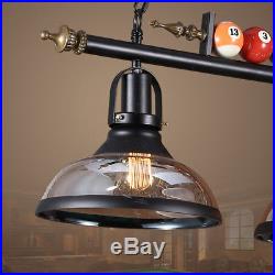 Game Room Metal Billiard Light with Balls Pool Table Lamp with 3 Glass Shades