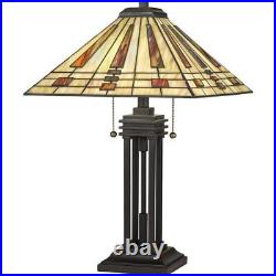 Geometric 2 Light Tiffany Table Lamp Tiffany Table Light Table Lamps