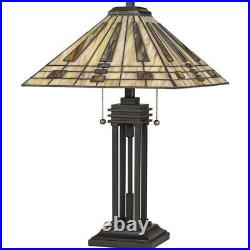 Geometric 2 Light Tiffany Table Lamp Tiffany Table Light Table Lamps