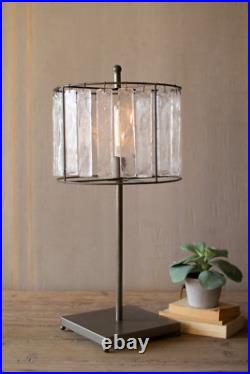 Glass Chimes And Raw Metal Table Lamp Grey