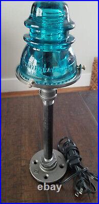 Glass Insulator and Industrial Pipe Table Lamp Steampunk Lamp