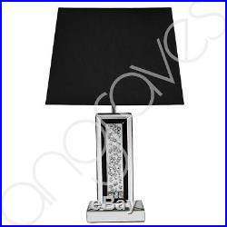 Glass Mirror Floating Crystal Astoria Table Lamp With Black Rectangular Shade
