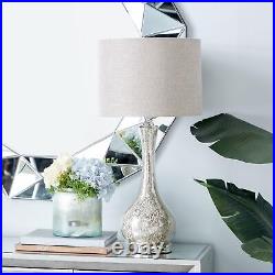 Glass Room Table Lamp Accent Lamp with Faux Mercury Glass Finish, Lamp 14 x