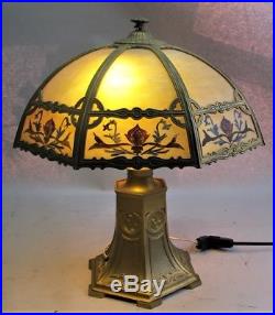 Gorgeous & Large AMERICAN ART NOUVEAU Slag Glass Lamp c. 1910 antique leaded