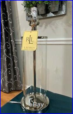 Gorgeous Ralph Lauren Silver Payton Glass Tube Cylinder Designer Table Lamp