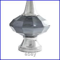 Gray Modern Glass Table Lamp with Shade, 27H