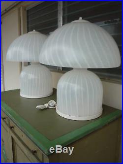 Great Pair 70's Italian Murano Glass Mushroom Lamps