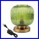 Green Glass Table lamp mid Century Modern Table lamp Ribbed Glass Shade Gold