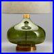 Green Glass Teardrop Table Lamp Base Mouth-Blown Handcrafted Mid-Century Modern