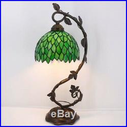 Green Leaf Tiffany Style Table Lamp Bedroom Livingroom Light Stained Glass Desk