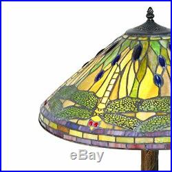 Green and Yellow Dragonfly Tiffany Style Table Lamp 20 Shade