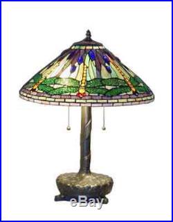 Green and Yellow Dragonfly Tiffany Style Table Lamp 20 Shade