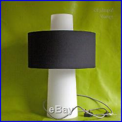 HABITAT KASPER White Glass Conical Table/Floor Lamp with Black Shade FREE UK P&P