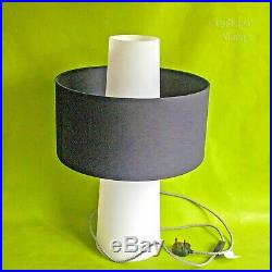 HABITAT KASPER White Glass Conical Table/Floor Lamp with Black Shade FREE UK P&P