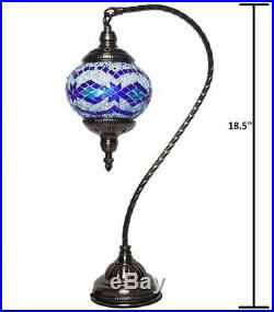 HAND MADE TURKISH, MOROCCAN MOSAIC LAMP SWAN NECK GLASS Lamp, Home Decor, Lamp