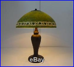 HANDEL # 6327 Table lamp shade & bronzed base c. 1920 Signed shade & base