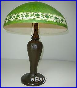 HANDEL # 6327 Table lamp shade & bronzed base c. 1920 Signed shade & base
