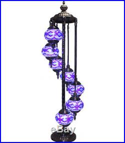 HANDMADE TURKISH MOSAIC LAMP 7pcs Glass FLOOR TABLE BALL LIGHT MULTI COLOR HOME