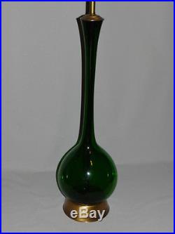 HUGE 53 Hollywood Regency Mid-Century Hand Blown Green Glass Table Lamp MARBRO