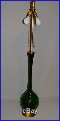HUGE 53 Hollywood Regency Mid-Century Hand Blown Green Glass Table Lamp MARBRO