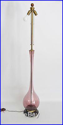 HUGE MARBO Vtg Mid Century Modern Amethyst Glass Table Floor Lamp Swedish Sweden