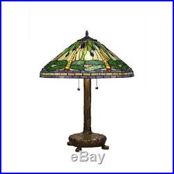 Handcrafted With Green Stained Glass Dragonfly Bronze Table Lamp 25