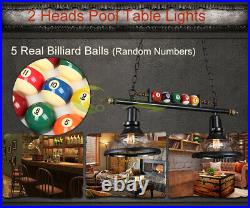 Hanging Pool Table Lights Fixture Billiard Pendant Lamp With 2 Glass Shades 31