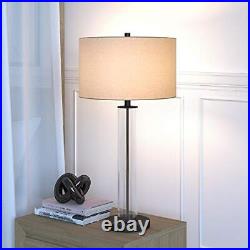 Harlow 29 Tall Table Lamp With Fabric Shade In Clear Glass/blackened Bronze/whi