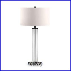 Harlow 29 Tall Table Lamp With Fabric Shade In Clear Glass/blackened Bronze/whi