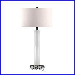 Harlow 29 Tall Table Lamp With Fabric Shade In Clear Glass/blackened Bronze/whi