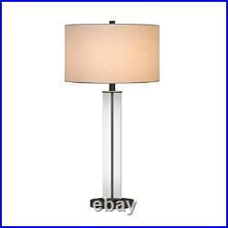 Harlow 29 Tall Table Lamp With Fabric Shade In Clear Glass/blackened Bronze/whi