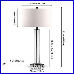 Harlow 29 Tall Table Lamp With Fabric Shade In Clear Glass/blackened Bronze/whi