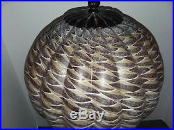 Hot Air Balloon Lamp Maitland Smith Style withAmber White Art Glass Lampshade