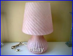 Huge 19 1/2 Swirl 2 Tone Pink Mid-century Murano Italy Mushroom Lamp Glass