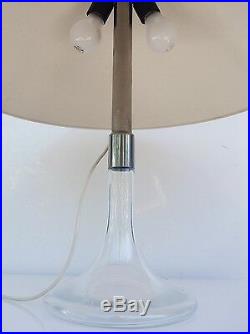 INGO MAURER Glass Table Lamp by Design M 1960s white clear chrome