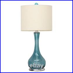 Imported Mykonos Glass Table Lamp Set of 2, Blue