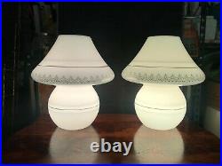 Incredible Vintage Murano Glass Mushroom 14.5 Table Lamps rare decorated pair