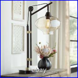 Industrial Desk Lamp Antique Bronze Glass Shade Edison Style for Office Table