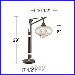 Industrial Desk Lamp Antique Bronze Glass Shade Edison Style for Office Table