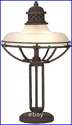 Industrial Table Lamp 26 1/2 High Charging Port USB Bronze Glass Shade Bedroom