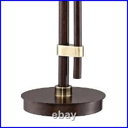 Industrial Table Lamp 29 Tall with USB Port Bronze Cognac Glass for Living Room