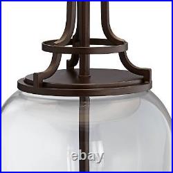 Industrial Table Lamp Oil Rubbed Bronze Clear Glass Burlap Shade for Living Room