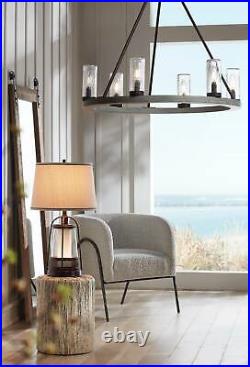 Industrial Table Lamp with Nightlight Bronze Metal Glass for Living Room Bedroom