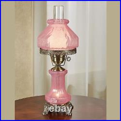 Isabel Hurricane Style Handblown Crackled Glass Table Lamp Pink 8dia x 17.5H