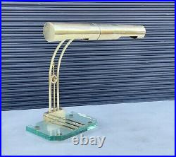 Italian Brass and Glass Desk Lamp Fontana Style 1950s Mid Century Modern MCM