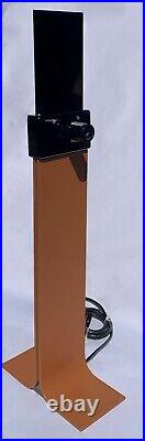 Italian Leather Table Lamp by FENDI Tall Sleek Split Tan Body & Smoked Glass Top